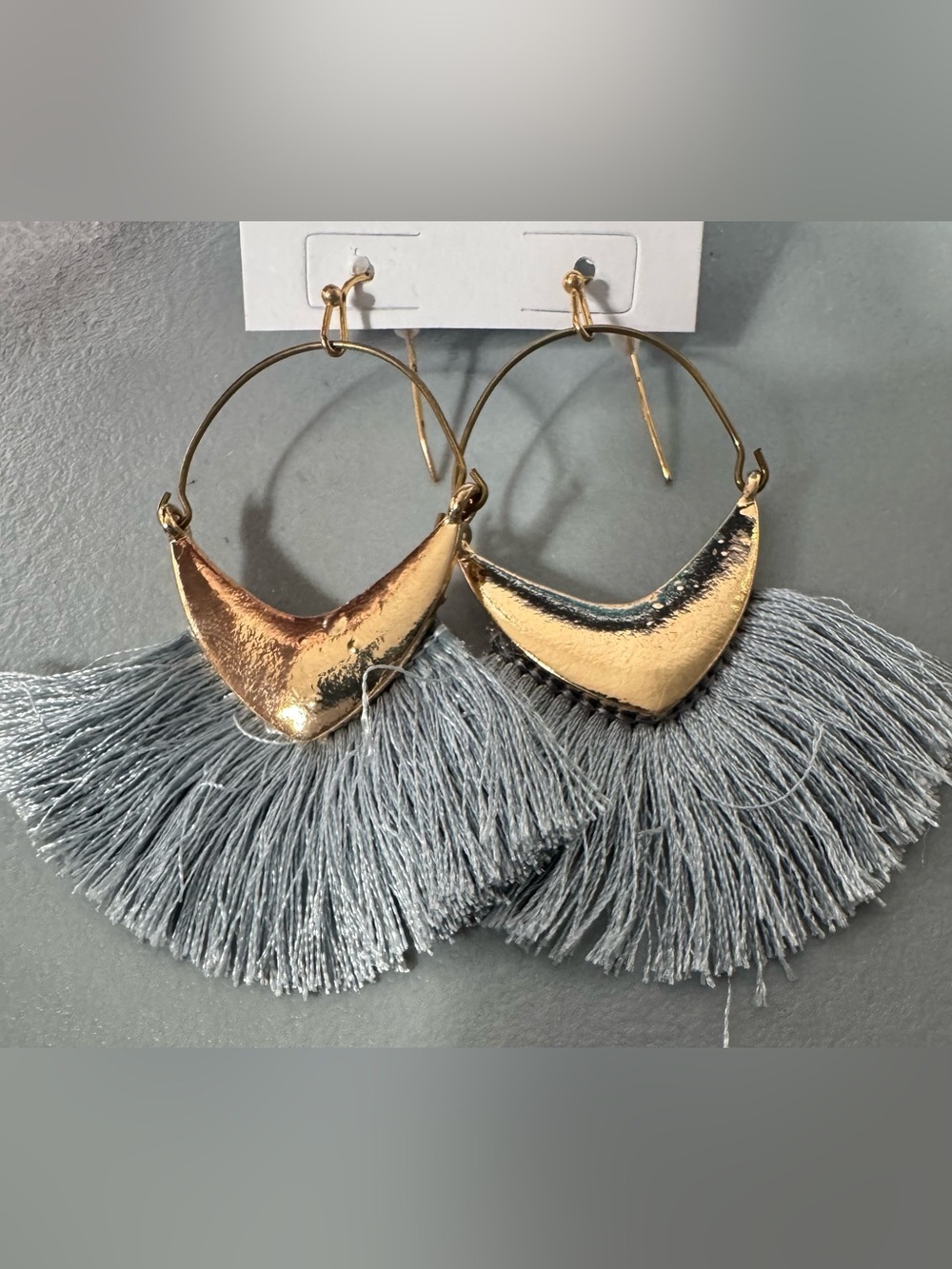 Gold & Gray Tassel Hoop Earrings - Women Jewelry classy statement earrings